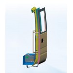 Electric out swing bus door system 