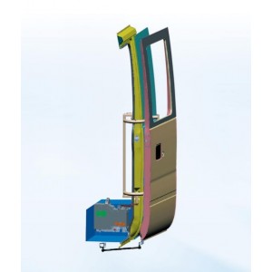 Electric out swing bus door system 